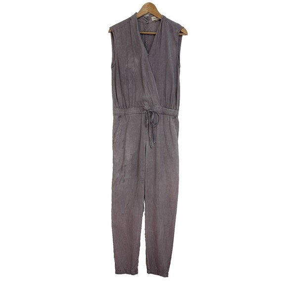 cloth & stone Pants - Cloth & Stone XS Wrap-Top Sleeveless Tencel Lyocell Jumpsuit Lavender Drawstring